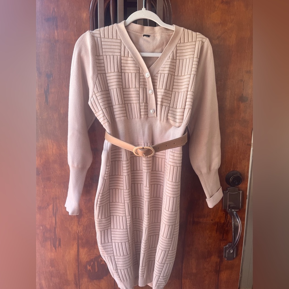 Camel sweater dress long sleeve